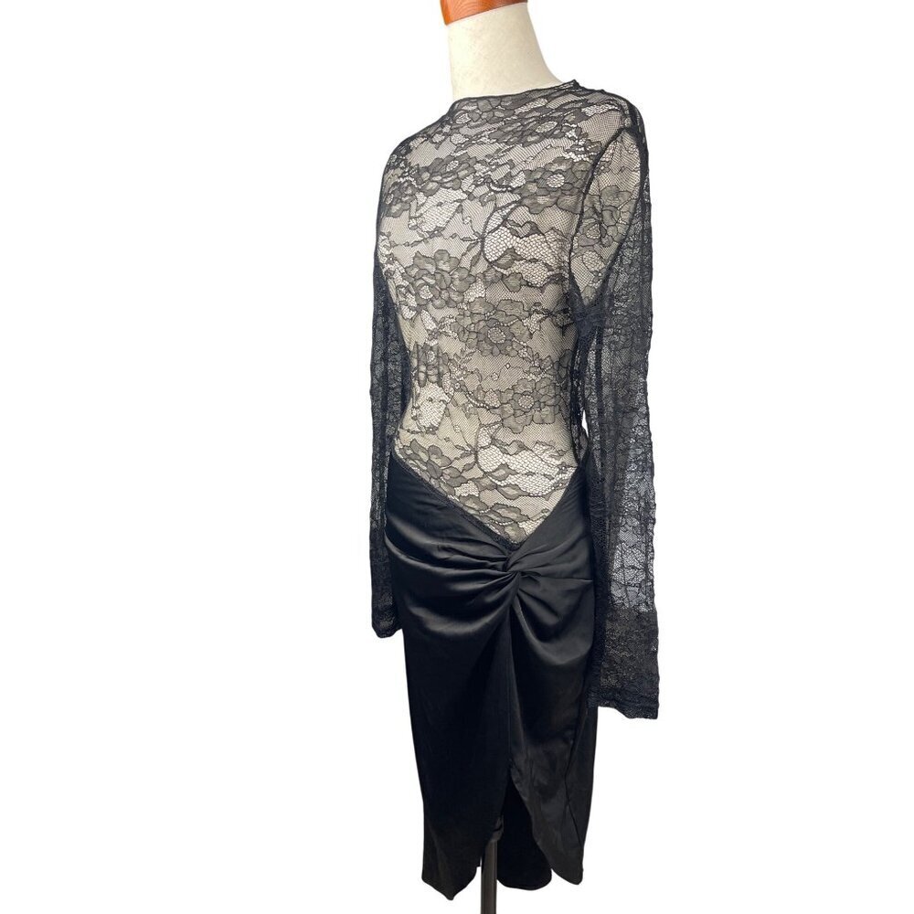 Cider dress  black lacy top high low skirt small long sleeves excellent